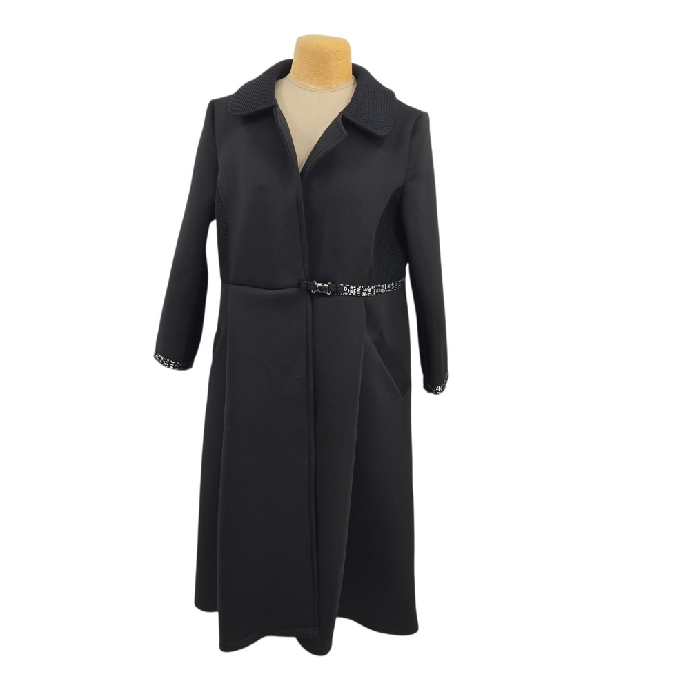 Gaby Ga Neoprene Trench Coat Black Longline Avant Garde Dark Academia Urban Goth